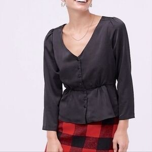 J Crew Satin Front Button Up Blouse